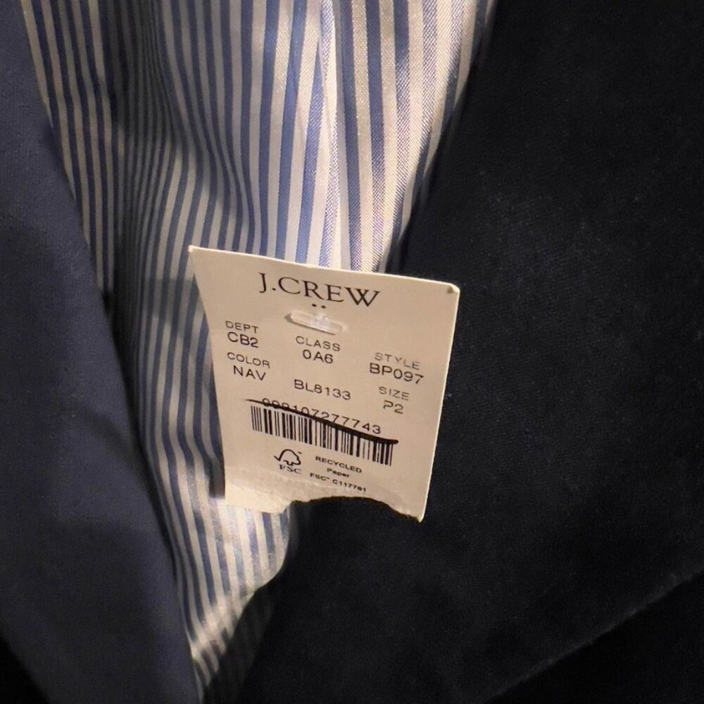 J.Crew $198 Womens Petite Two Button Blazer Navy Size 2P BP097 - Picture 8 of 9